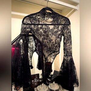 Dolls Kill WIDOW Brand Black Lace Bodysuit
